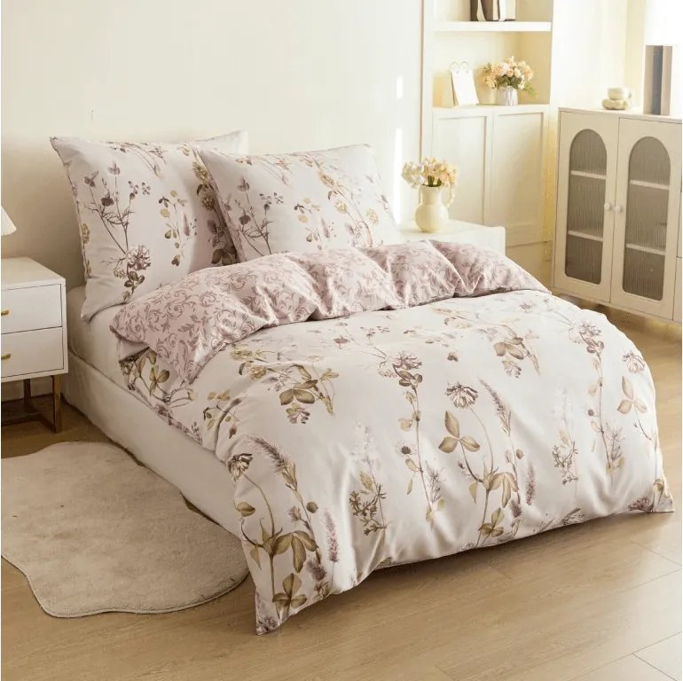 Obliečky z mikrovlákna BOTANIQUE béžovo-ružové Rozmer obliečky: 70 x 90 cm | 140 x 200 cm