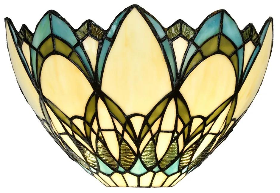 Béžové nástenné svetlo Tiffany v tvare kvetu - 30*15*18 cm E14/max 1*40W