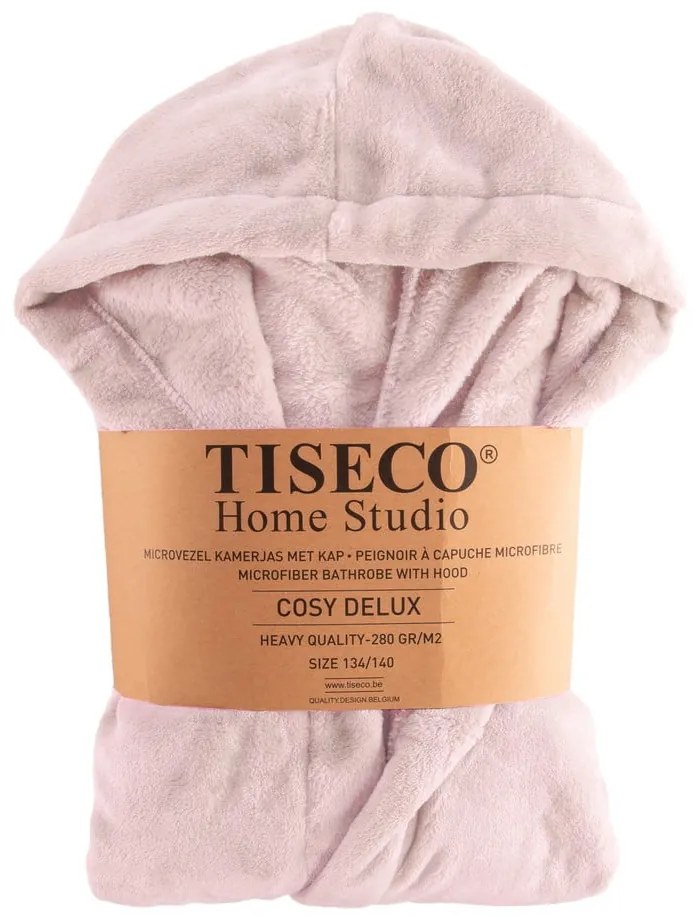 Ružový detský župan z mikroplyšu veľkosť 134-140 Delux – Tiseco Home Studio