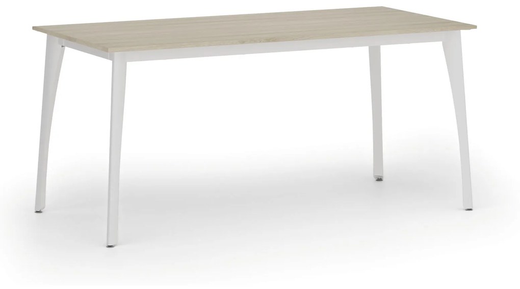Rokovací stôl PRIMO OMEGA, 1600 x 800 mm, biela podnož, dub prírodný