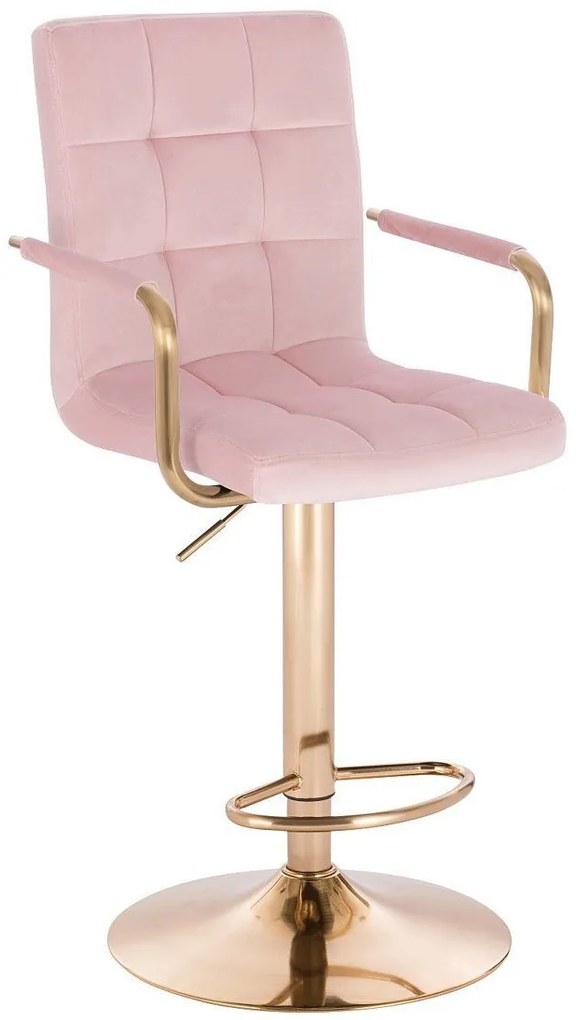 LuxuryForm DESIGN Barová stolička VERONA GOLD VELUR na zlatom tanieri - ružová