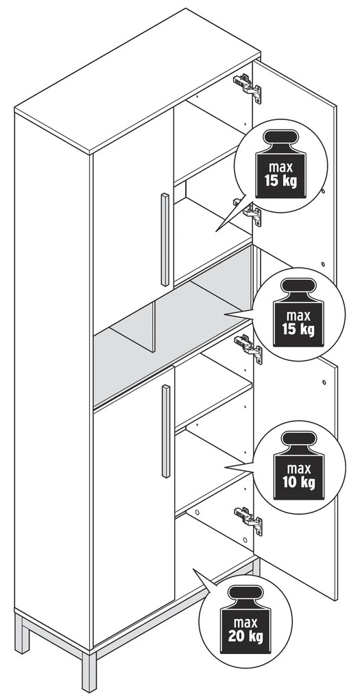 Vysoká skrinka do kúpeľne »Eklund«, biela