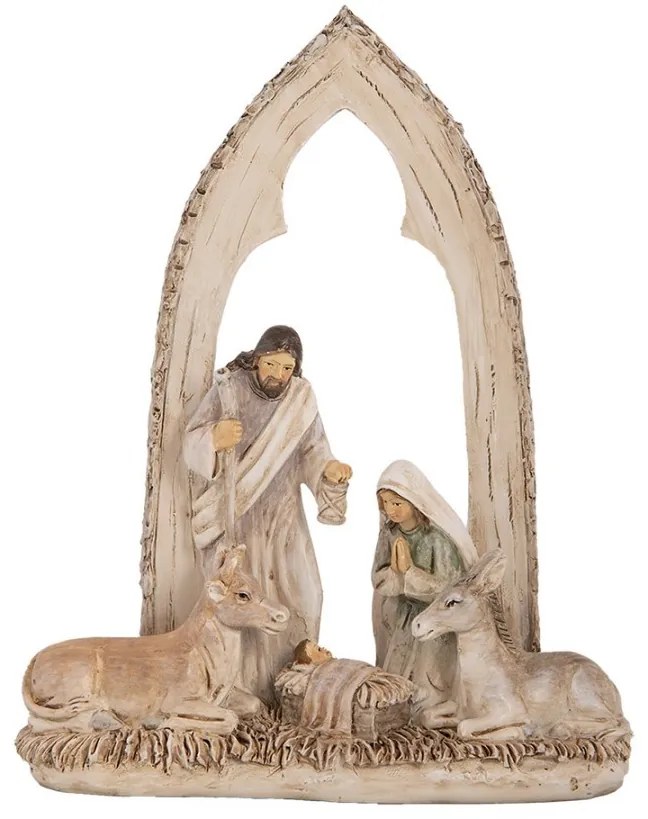 Béžová antik vianočné dekorácie betlehem - 18*7*22 cm