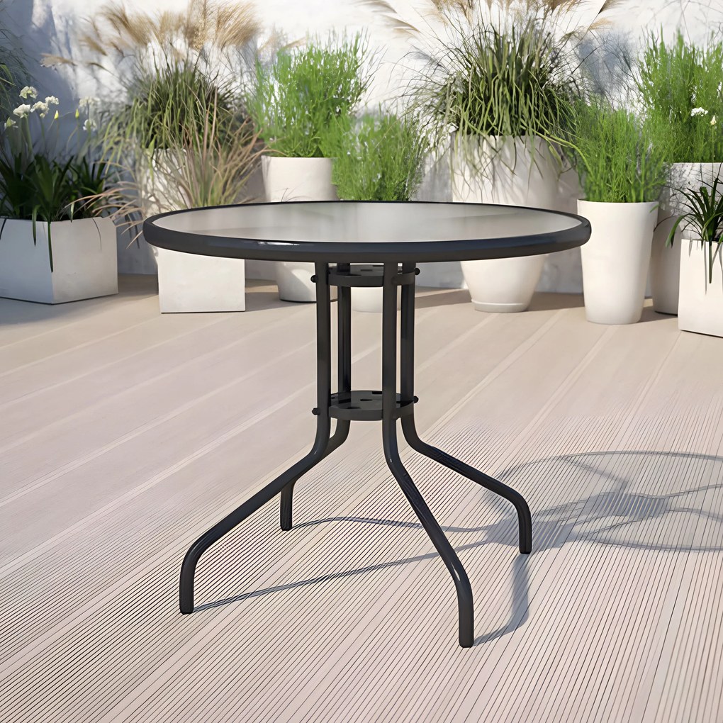 Sklenený záhradný stolík, okrúhly 80 cm, MultiGarden