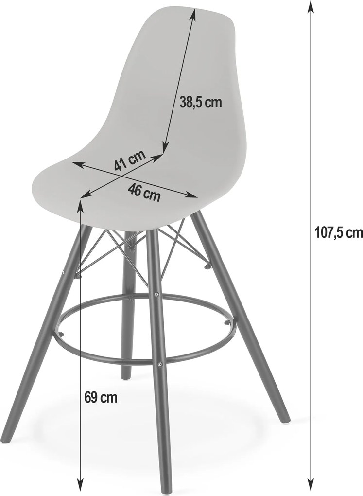 AKCIA Čierna barová stolička CARBRY LAMAL s čiernymi nohami II. akosť