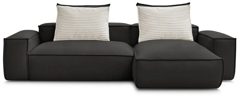 Čierna rohová pohovka z imitácie kože Boheme – Bobochic Paris