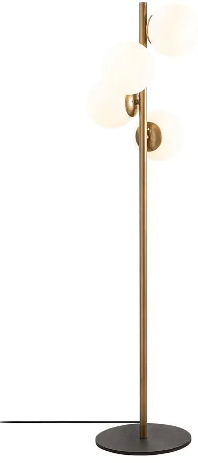 Stojacia lampa v čierno-zlatej farbe so skleneným tienidlom (výška 130 cm) Faze – Opviq lights