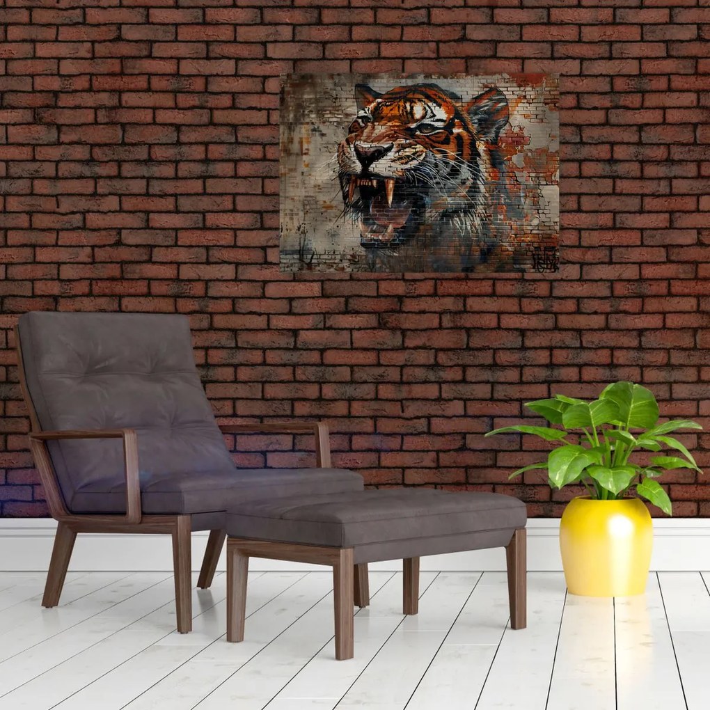 Obraz - Tiger z tehál (70x50 cm)