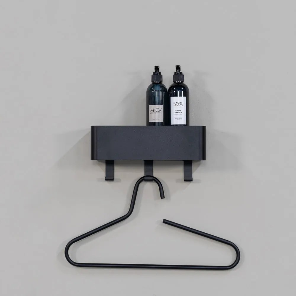 Čierna nástenná oceľová kúpeľňová polička Multi – Spinder Design