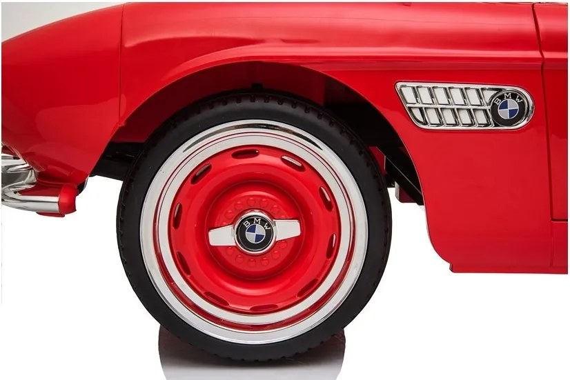 LEAN CARS Elektrické autíčko BMW Retro, LED, MP3, diaľkové ovládanie, červené lakované