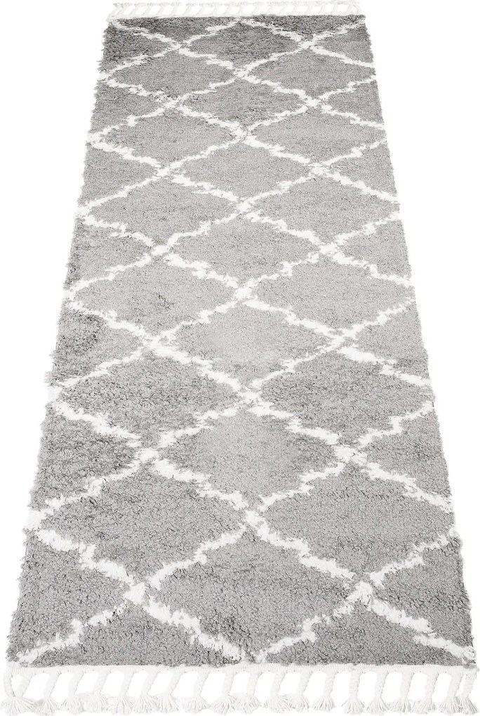 TA Koberec P129B TMAVO SIVÁ/KRÉMOVÁ BOHO Rozmer: 100x250 cm