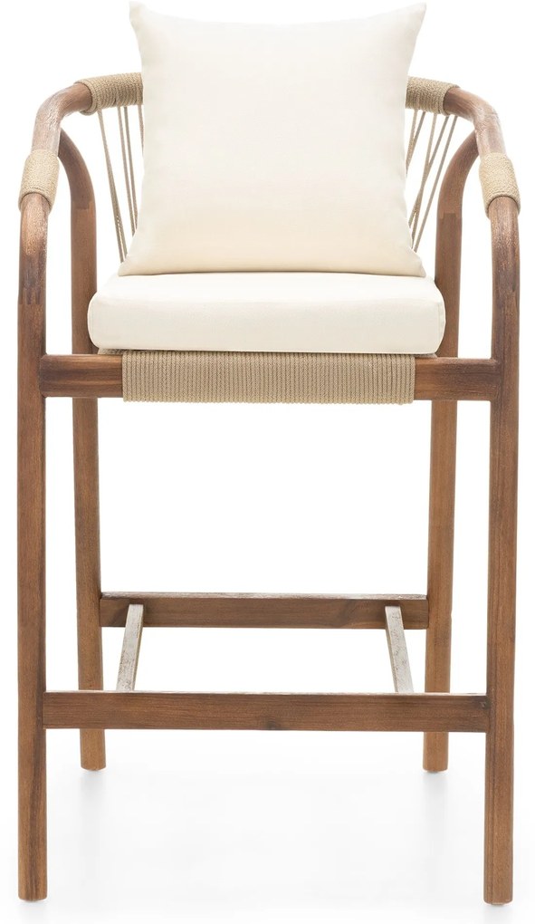 Zahradní barová židle Rovigo z masivu akáciové dřevo hnědá/béžová