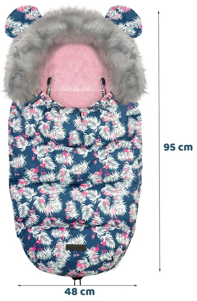 Spací vak do kočíka Elmi Ricokids - modrý s plameniakmi