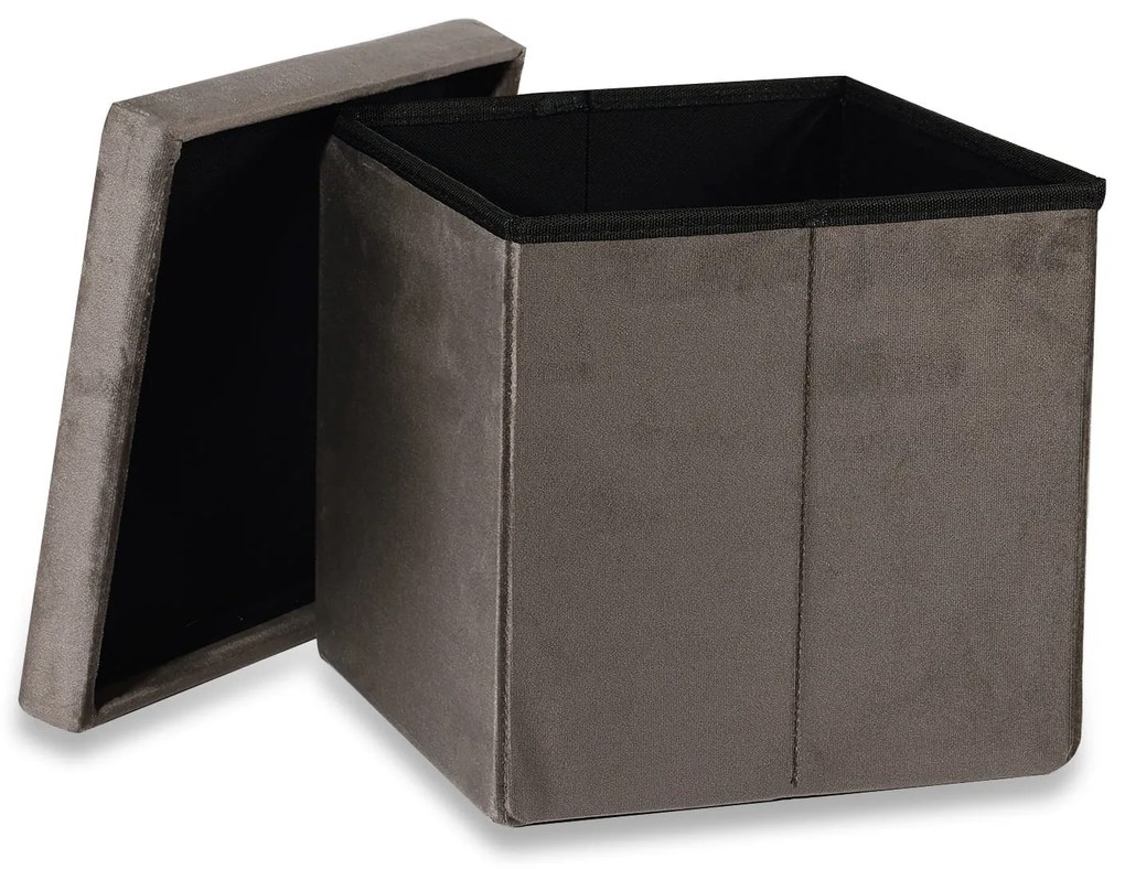Hnedý skladací taburet CUBEXO VELVET M