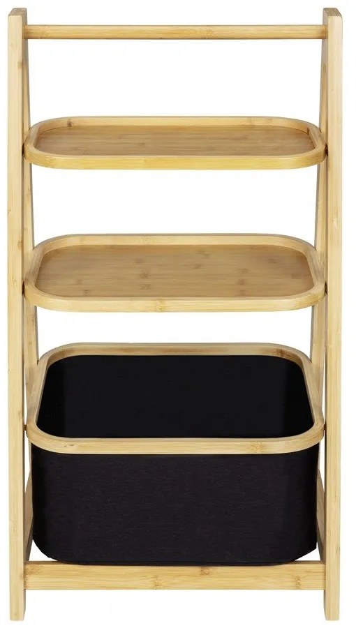 Čierny/prírodný bambusový kúpeľňový regál 44x80 cm Ecori - Wenko