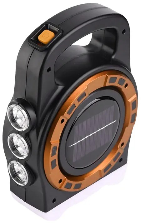 VERK Prenosné dobíjacie solárne LED svietidlo HB-6678C s funkciou powerbanky - zlatá