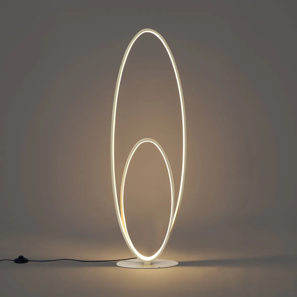 Dizajnová stojaca lampa béžová vrátane LED 3-stupňovo stmievateľná - Boomerang