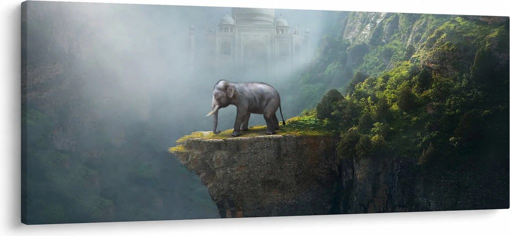 Obraz - Sloník na vrchole Taj Mahal (120x50 cm)