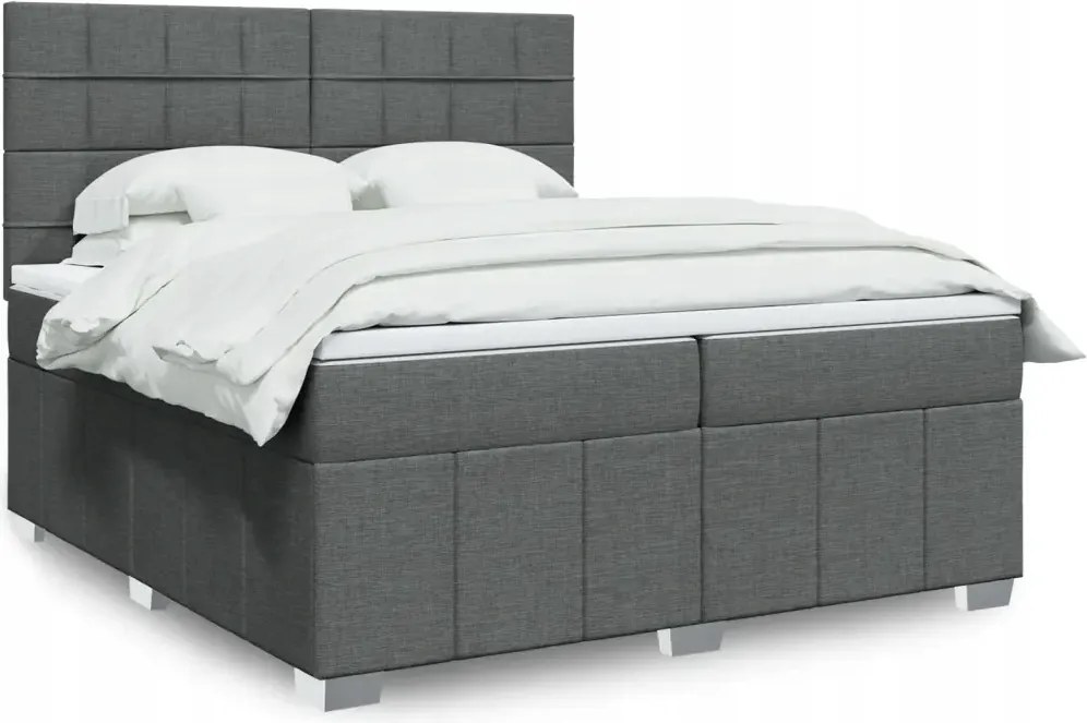 vidaXL Boxspring posteľ s matracom tmavosivá 200x200 cm látka