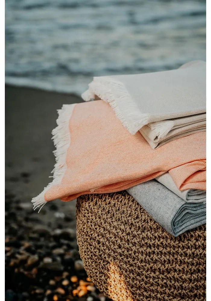 Modrý pléd s podielom bavlny Euromant Summer Linen, 140 x 180 cm