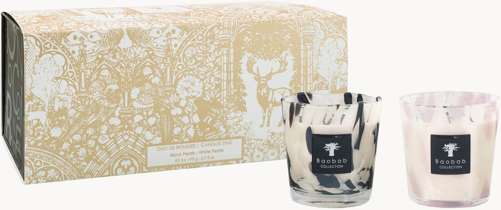 Vonné sviečky White Pearls & Black Pearls (Orchid & Grapefruit), 2 ks