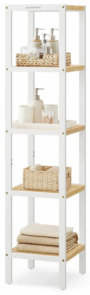 Polička do kúpeľne Desmond, biela/hnedá