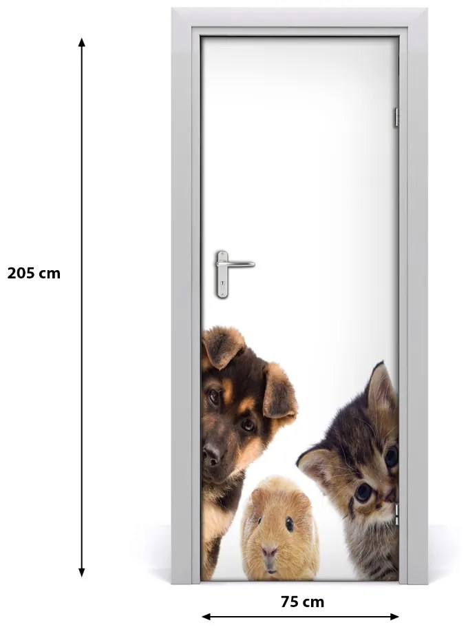 Samolepiace fototapety na dvere domáce zvieratá 75x205 cm