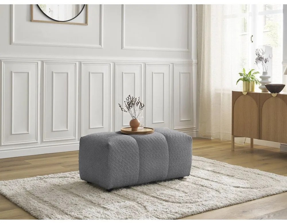 Sivá podnožka z textílie buklé Roxelane – Bobochic Paris