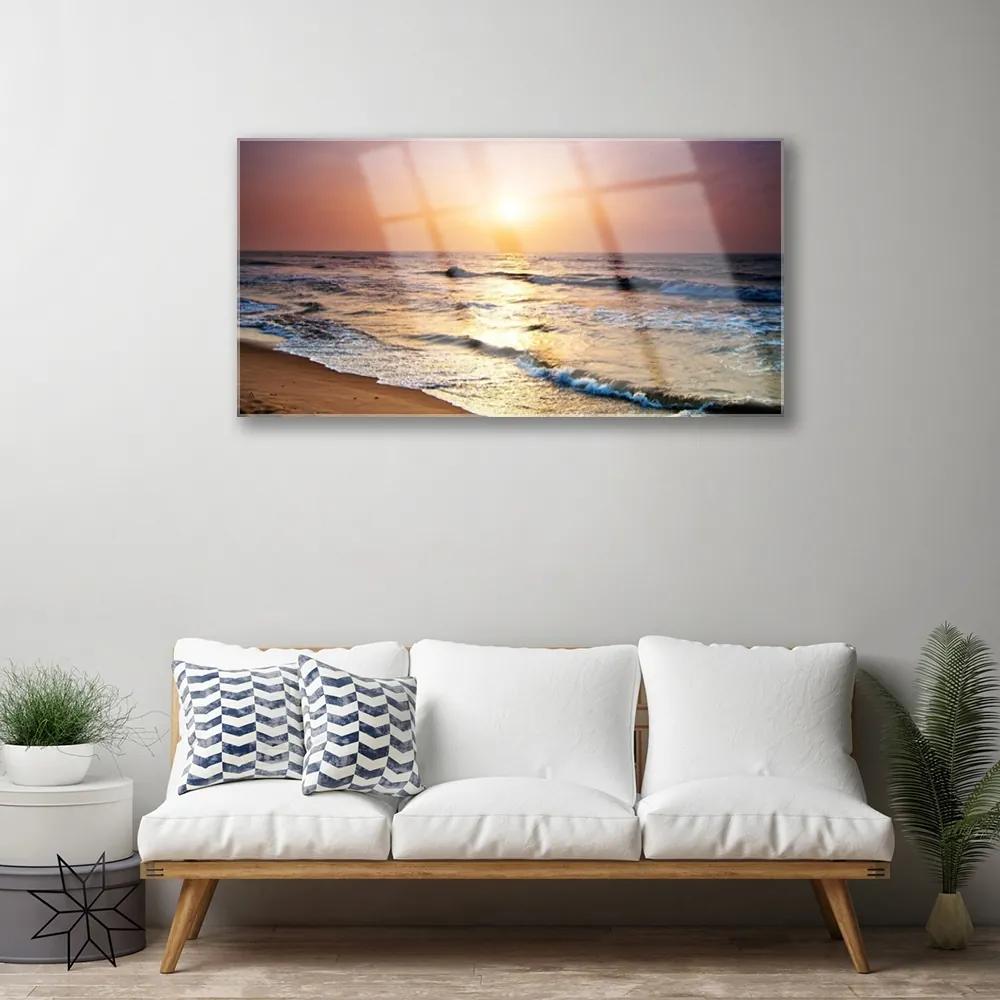 Skleneny obraz More pláž slnko krajina 120x60 cm