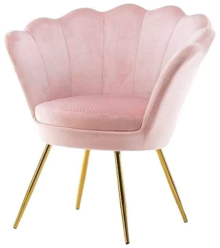 LuxuryForm DESIGN Kreslo FREY VELUR so zlatými nohami - ružové
