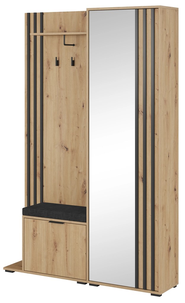 Šatníková skriňa Norris (dub artisan + čierna). Akcia -20%. Vlastná spoľahlivá doprava až k Vám domov. 1082855