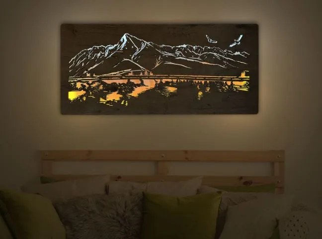 Led obraz hory a jazero