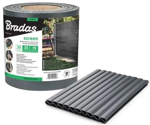 Bradas Tieniaca fólia na plot 19cm x 35m Grey 450g/m2 + spony