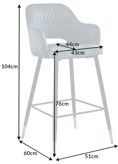 Barová stolička Paris dekoračné prešívanie petrol velvet