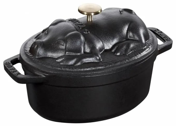 Staub Cocotte hrniec v tvare prasaťa 17 cm/1 l čierny, 1121725