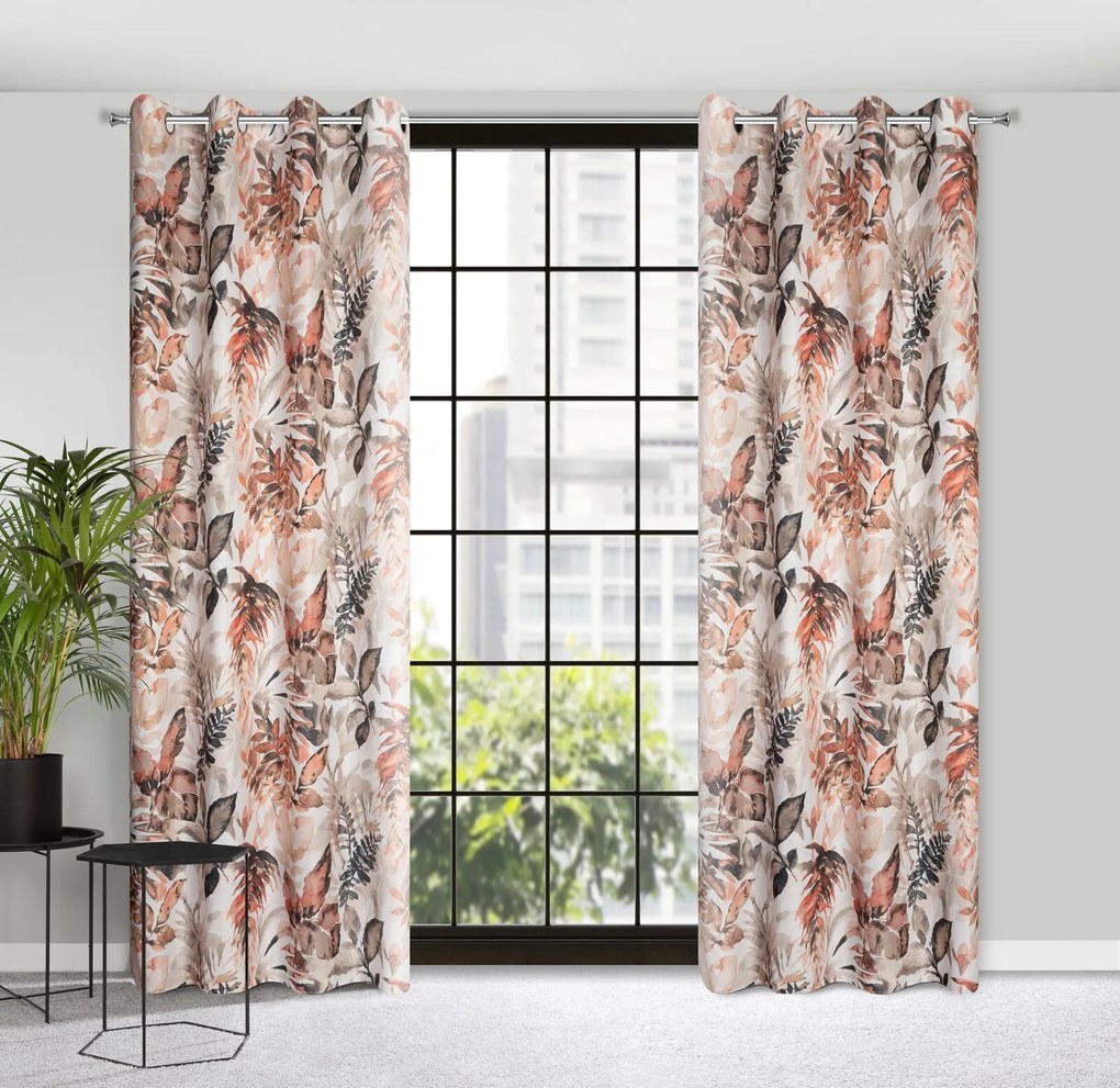 ZÁVES NA KRÚŽKOCH ADELINE 140X250 CM LISTY