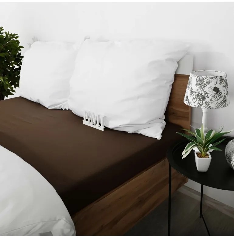 Plachta posteľná tmavohnedá jersey EMI, Detská plachta 70x140