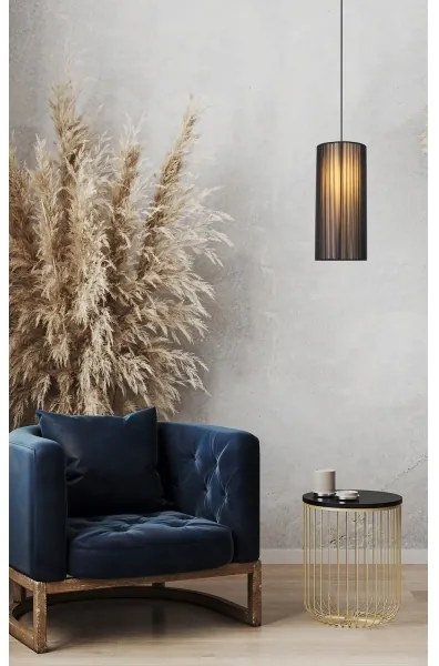 Luster na lanku KIOTO 1xE27/40W/230V pr. 18 cm čierna/buk