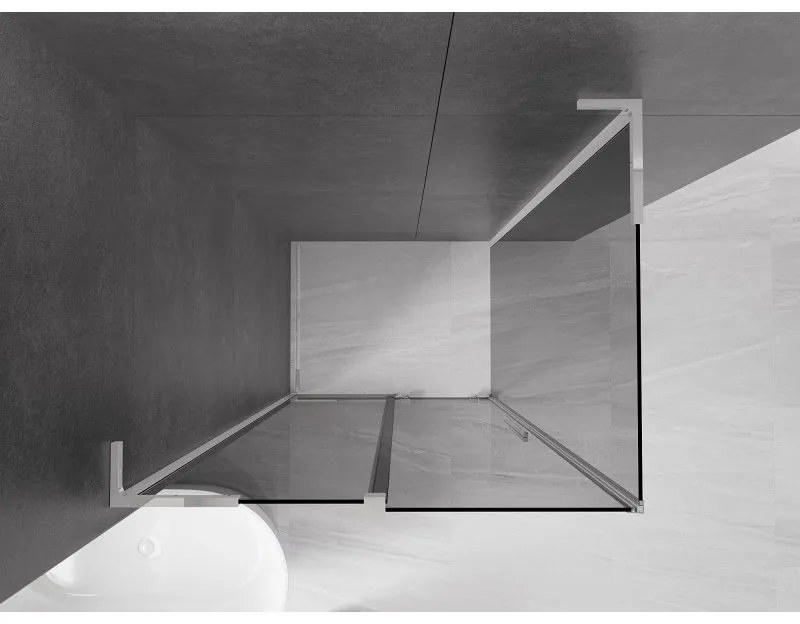 Mexen Velar L, sprchový kút s posuvnými dverami 100 x 110 cm, 8mm šedé sklo, chrómová, 871-100-110-43-01