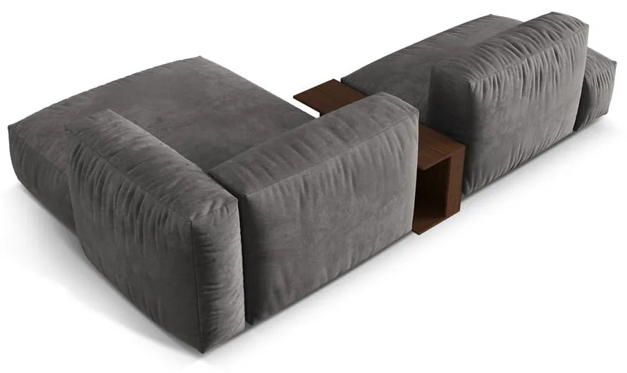 Sivá zamatová modulárna rohová pohovka (pravý roh/s leňoškou) Martina – Micadoni