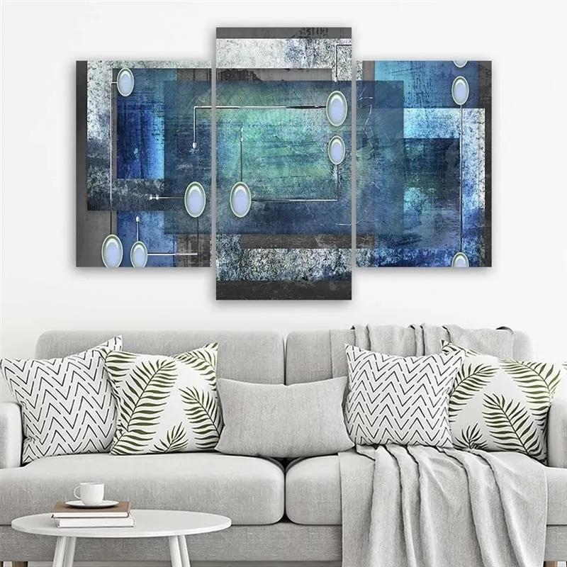 Obraz na plátně třídílný Abstraktní 3d modrá - 120x80 cm