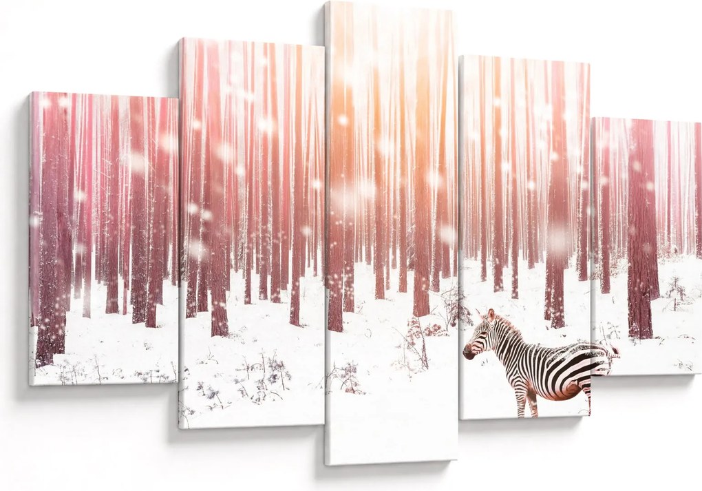 Obraz - Zebra v zasneženom lese (150x105 cm)