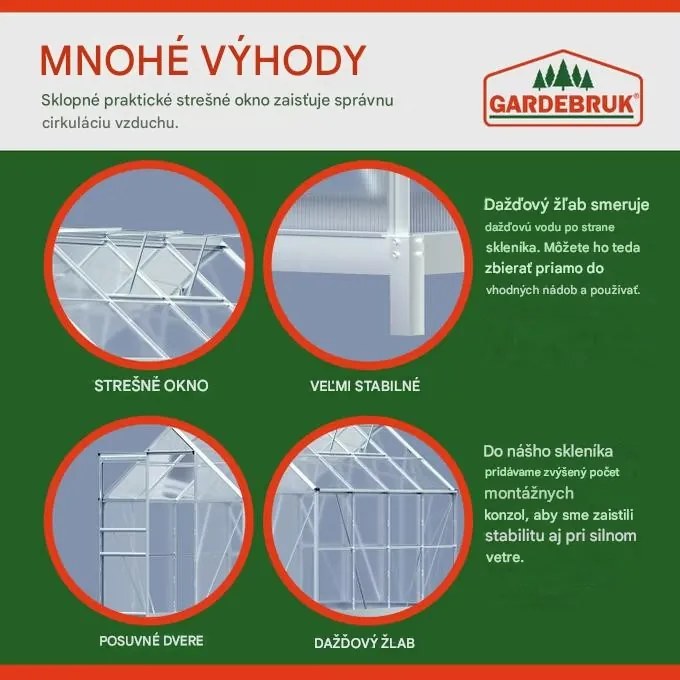 InternetovaZahrada Záhradný skleník 250x190x195 cm + základňa