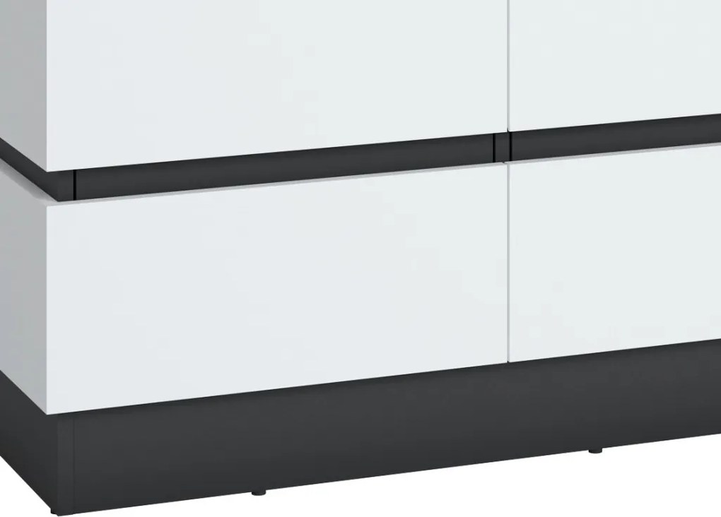 Široká úložná komoda Campania 161 cm, biela/antracit