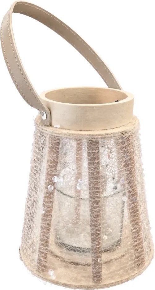 Lucerna s flitrami CONE GLAM 22 cm, biela