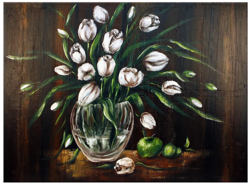 Gario Ručne maľovaný obraz Maľované tulipány Rozmery: 120 x 80 cm