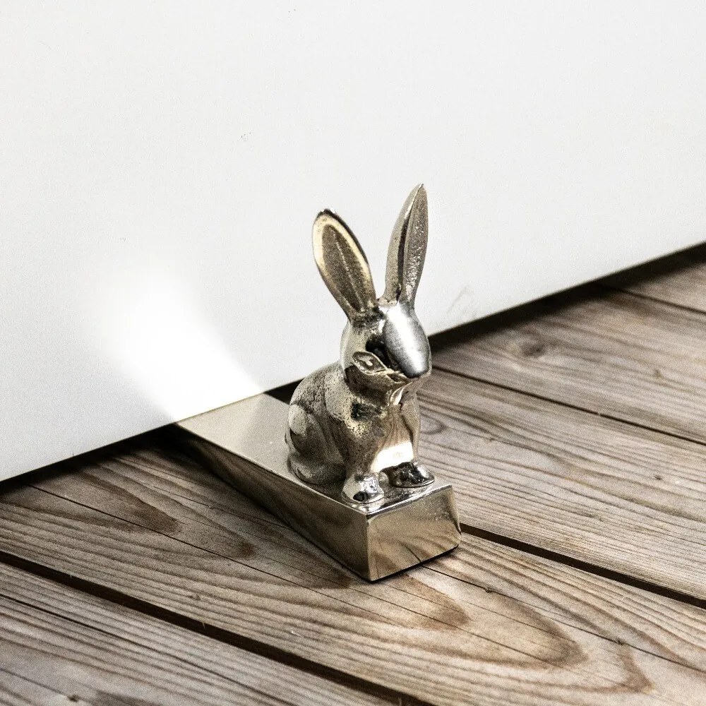 Strieborná raw dverná zarážka králik - 15*4*11cm