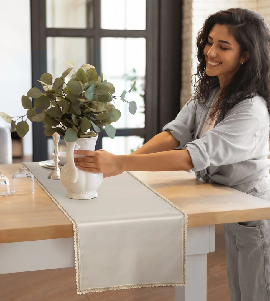BEHÚŇ NA STÔL LACE 40X180 CM KRÉMOVÝ