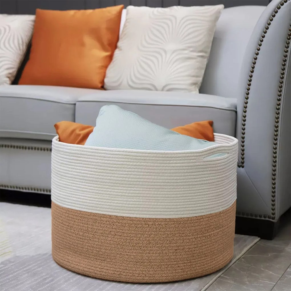 Tutumi Tutumi, prírodný kôš Boho 35x35x55 cm 322162, hnedá-biela, HOM-06669