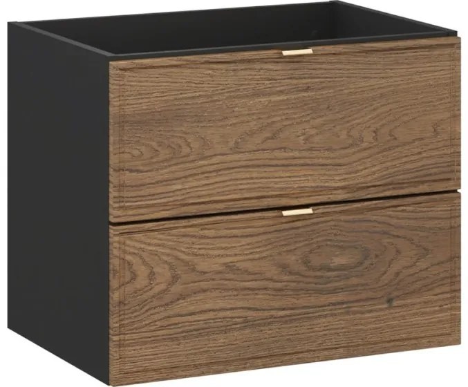 Kúpeľňová zostava s doskou, skrinkami a zápustným umývadlom Talia Casella 60 cm čierny mat/dub casella